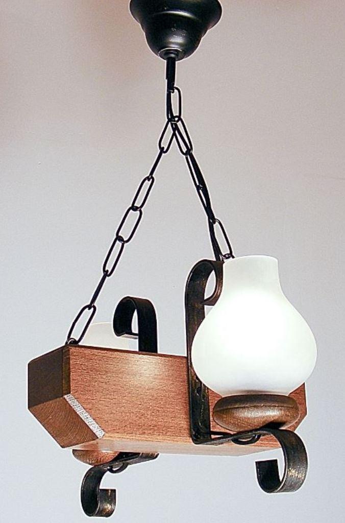 Candelabru rustic fabricat manual din lemn 2 brate Trapez WOOD-TR-SP2, corpuri de iluminat, lustre